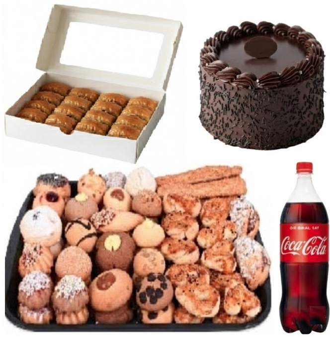 4-6 Kişilik Çikolatalı Yaş Pasta + Kuru Pasta + Cevizli Baklava Menü Kıbrıs pasta